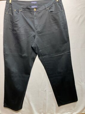 NYDJ Black Straight Leg Jeans with Gold-Tone Rivets